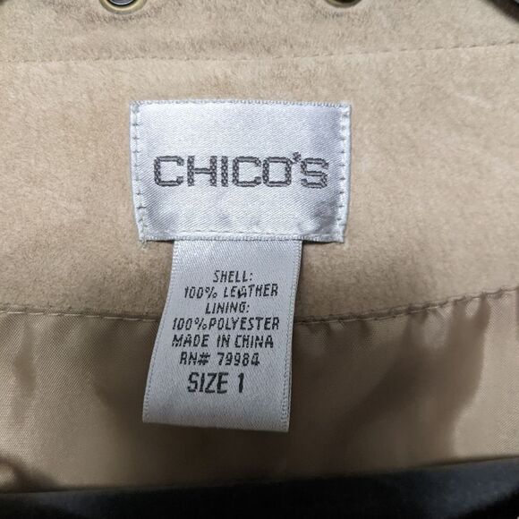 CHICO'S Suede Leather Studded Lace-Up Western Boho Jacket M - Picture 5 of 8